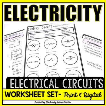 Preview of Electrical Circuits (Electricity) Worksheet Set [Distance Learning]