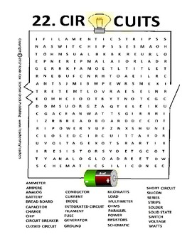 Preview of Electrical Circuits Word Search