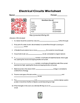 Electrical Circuits Worksheet By The Shep Shop TpT