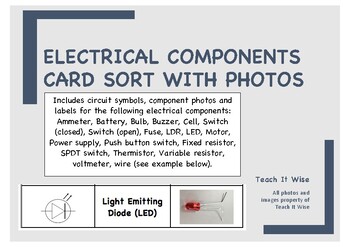 Preview of Electrical Components Card Sort (photo, symbol & name)