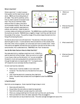 Preview of Electrical Energy Comprehension