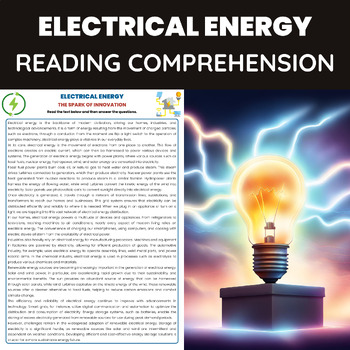 Preview of Electrical Energy Reading Comprehension Passage | Types and Forms of Energy