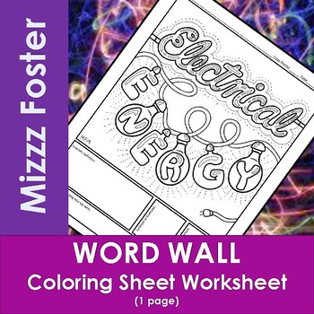 Preview of Electrical Energy Word Wall Coloring Sheet (1 pg.)
