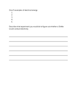 Electrical Energy and Circuits Worksheet by Mrs R 4th | TpT