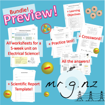 Preview of Electrical Science Bundle: Notes + Worksheets + Answers + More for a 5-week Unit