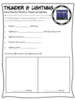 Preview of Thunder and Lightning (Simplified) - Reading Comprehension Worksheet