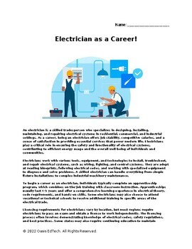 Preview of Electrician Careers Exploration Worksheet!