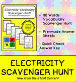 Electricity Vocabulary Scavenger Hunt Game