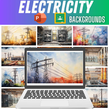 Preview of Electricity Backgrounds for Google Slide and PowerPoint 16x9 Slides - Watercolor