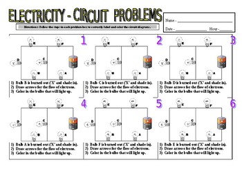Preview of Electricity Circuit Diagrams (problems / energy / science / answer key)