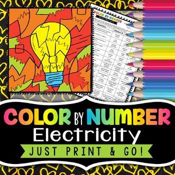 Preview of Electricity Color by Number - Science Color By Number - Review Activity