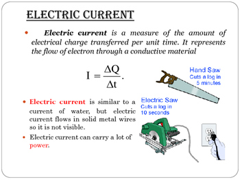 Preview of Electricity, Current and Ohm's Law (Presentation and Handout)