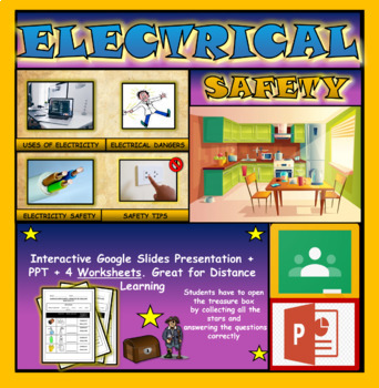 Preview of Electricity: Electrical Safety: Interactive  Google Slides + 4 Worksheets