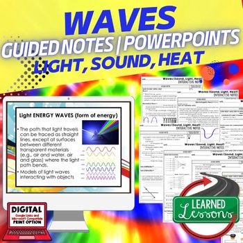 Preview of Sound, Light, Heat Waves Guided Notes and PowerPoints Physical Science Activity