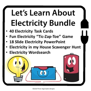 Preview of Electricity Lesson Bundle - Task Cards, Partner Game, PowerPoint Slides + More