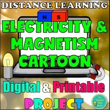 Preview of Electricity & Magnetism Cartoon Digital Project | Electricity Unit Activity