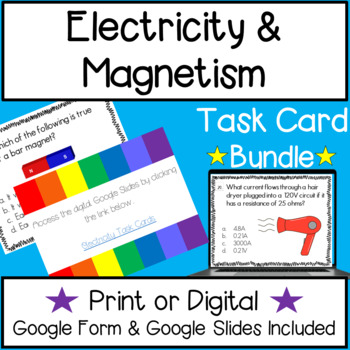 Preview of Electricity & Magnetism Task Card BUNDLE