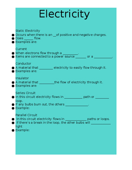 Preview of Electricity Notes