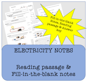 Preview of Electricity Notes and Reading Passage