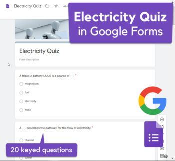 Preview of Electricity Quiz in Google Forms