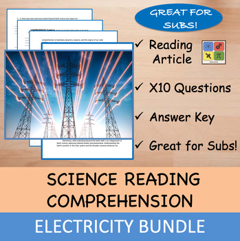 Preview of Electricity - Reading Comprehension Article/Questions BUNDLE