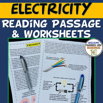 Preview of Electricity Reading Passages Worksheets Packet NGSS MS-PS2-3