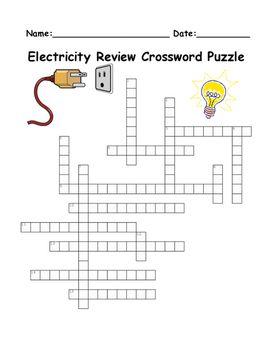 Electricity Review Crossword Puzzle by Brighteyed for Science TpT