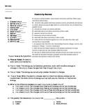 Electricity Review Worksheet or Assessment