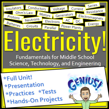 Preview of Electricity STEM Unit for Middle School Science, Technology, Engineering