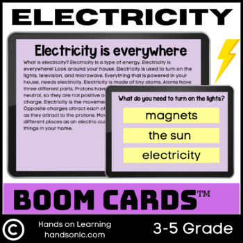 Preview of Electricity Science and Reading Boom Cards