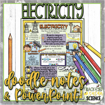 Preview of Electricity Doodle Notes & Quiz + PowerPoint