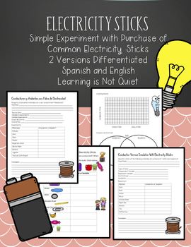 Preview of Electricity Sticks Lab Sheet (SPED, ESOL, Spanish, English) Lab Report