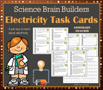 Preview of Electricity Task Cards Science Concept Review and Vocabulary Worksheets
