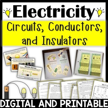 Preview of Electricity- Circuits, Series, Parallel, Conductor, Insulator, Symbols, Current