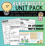 Electricity Unit Pack Notes & Practice (Alberta Science 9 