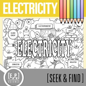 Preview of Electricity Vocabulary Search Activity | Seek and Find Science Doodle
