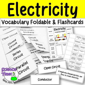 Electricity Vocabulary Study Foldable and Mini Flashcards | TPT