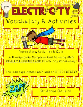 Preview of Electricity Vocabulary Study: Ready-to-Go Science Unit- Common Core Aligned ELA