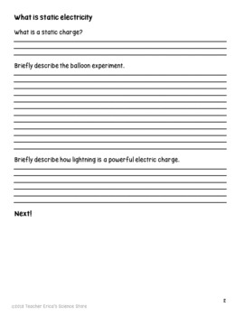 Electricity Web Based Reading Activity by Teacher Erica's Science Store