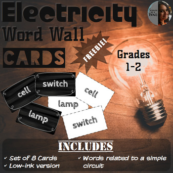 Preview of Electricity Word Wall Cards Freebie