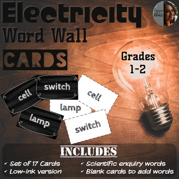 Preview of Electricity Word Wall Cards - Grades 1 & 2