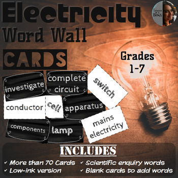 Preview of Electricity Word Wall Cards - Grades 1 to 7