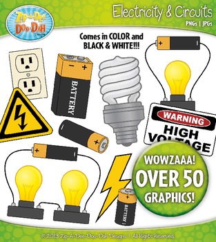 Preview of Electricity and Circuits Clipart {Zip-A-Dee-Doo-Dah Designs}