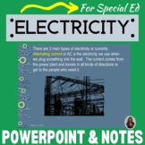 Electricity and Circuits PowerPoint and notes for Special 