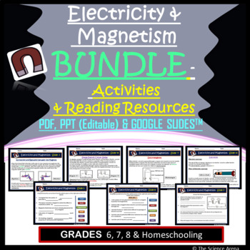 Preview of Electricity and Magnetism BUNDLE of Reading Notes and Activities in 3 Formats