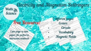 Preview of Electricity and Magnetism Bellringers