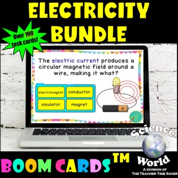 Preview of Electricity and Magnetism Bundle Boom Cards | Physical Science Middle School