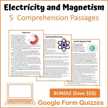 Preview of Electricity and Magnetism Bundle Reading Comprehension - Google Form Quiz