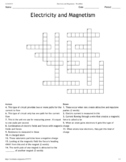Electricity and Magnetism Crossword Puzzle