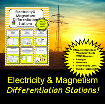 Preview of Electricity and Magnetism Differentiation Station - Distance Learning Friendly